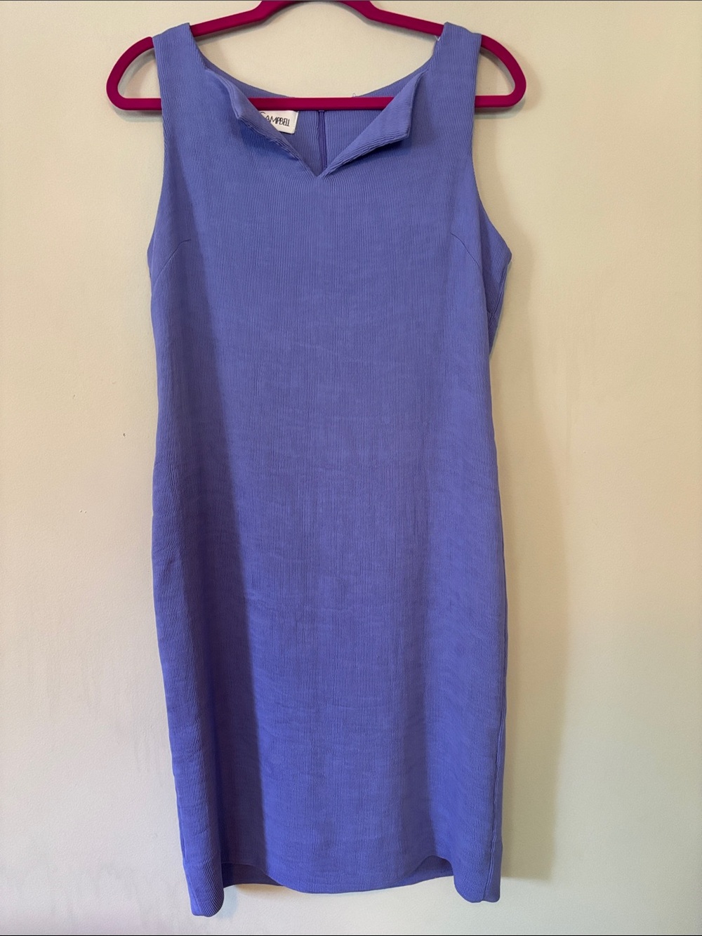 Sara Campbell Ribbed Sleeveless Midi Sheath Dress Lavender Size 10 Made in USA